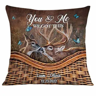 Personalized Anniversary Gift For Couple, Deer Hunting Couple Pillow, You And Me We Got This - Thegiftio UK