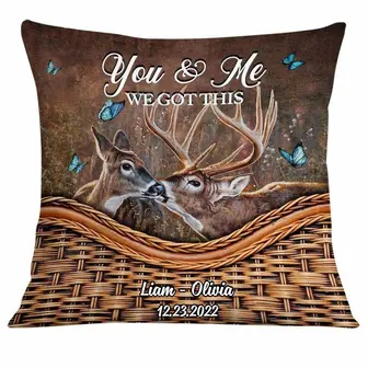 Personalized Anniversary Gift For Couple, Deer Hunting Couple Pillow, You And Me We Got This - Thegiftio