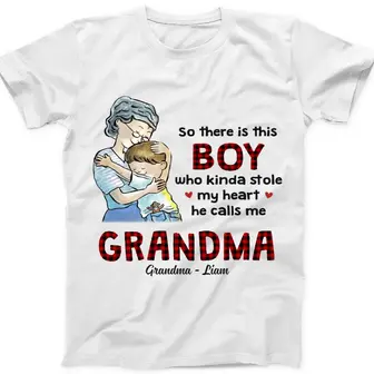 Personalized Gift For Grandson, Gift From Grandma Grandson, So There Is This Boy He Kinda Stole My Heart Unisex Tee - Thegiftio UK