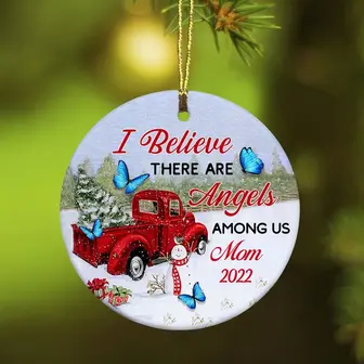 Personalized In Loving Memory Gifts Butterfly Red Truck Memorial Mom Dad Ceramic Ornament, Christmas Gift, Family Gift, Gift For Family Lost - Thegiftio UK
