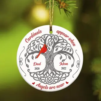 Personalized Gifts For Family Loss, In Loving Memory Gifts, Christmas Hummingbird Angels Are Near Memorial Mom Dad Circle Ornament - Thegiftio