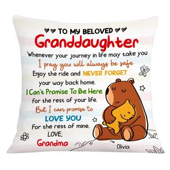 Personalized Gift From Mom Grandma, Gift For Son Grandson Daughter Granddaughter, Bear Pillow - Thegiftio UK