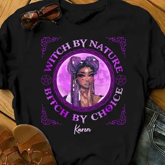 Personalized Funny Halloween TShirts, Cute Halloween Tees, Gifts for Halloween, Witches By Nature Bitches By Choice TShirt - Thegiftio UK