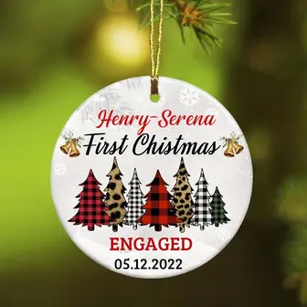 Personalized Engagement Gifts, Gift for Couples, First Christmas Engaged Christmas Trees Ornament - Thegiftio UK