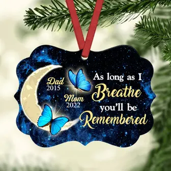 Personalized Memorial Butterfly Moon Aluminum Ornament, Loving Memory Gift For Family Loss - Thegiftio UK