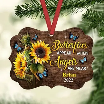 Personalized Memory Gift, In Memory Of, Sunflower Butterfly Memorial Aluminum Ornament, Remembrance Gift - Thegiftio UK