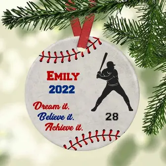 Personalized Baseball Softball Circle Ornament - Thegiftio