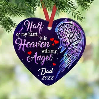 Personalized Memorial Wings Angel Heart Ornament - Thegiftio UK