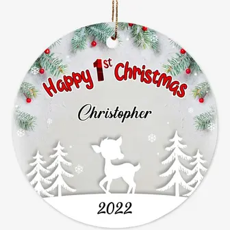 Happy First Christmas, Baby's First Christmas, Personalized Christmas Ornaments, Custom Ornament For Baby - Thegiftio UK