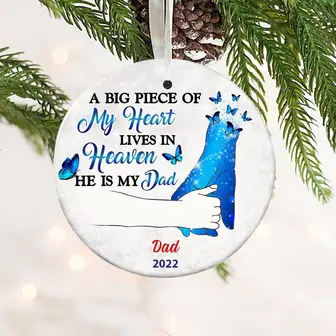 Personalized Heart Piece Butterfly Memorial Circle Ornament - Thegiftio UK