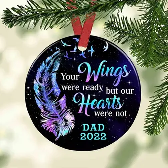 Personalized Memorial Feather Galaxy Circle Ornament - Thegiftio UK