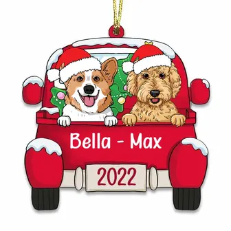 Personalized Dog Christmas Red Car Ornament - Thegiftio