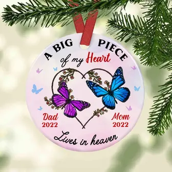 Personalized Piece Of My Heart Butterfly Memorial Circle Ornament - Thegiftio UK
