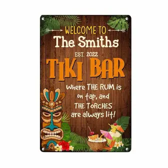 Personalized Tiki Bar Metal Sign for Backyard Lovers - Thegiftio UK