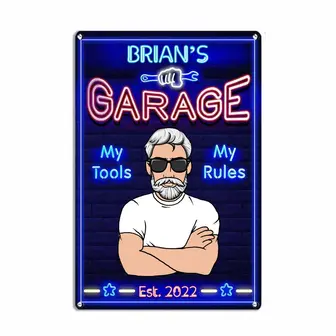 Personalized Garage Decor My Tools My Rules Metal Sign - Thegiftio UK