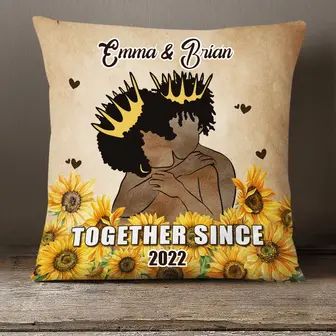 Personalized Gift For Him Gift For Her Anniversary Wedding Gift, Black Couple Together Since Pillow - Thegiftio UK