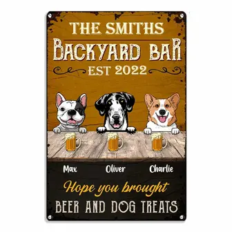 Personalized Dog Backyard Bar Metal Sign for Pet Lovers - Thegiftio UK
