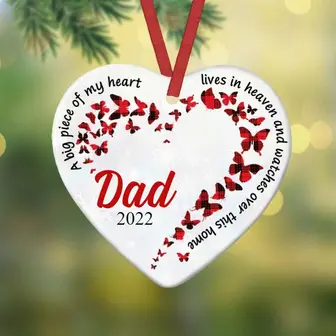 Personalized Memo Dad Mom Family Heaven Heart Ornament - Thegiftio UK