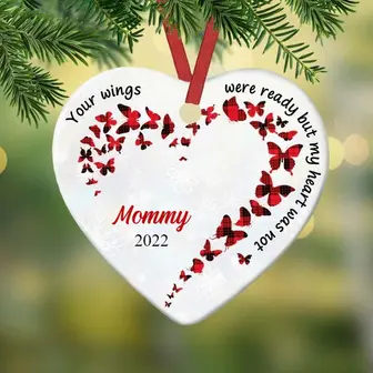 Personalized Memo Dad Mom Family Heaven Heart Ornament - Thegiftio UK