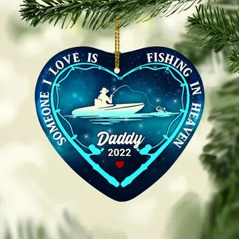Personalized Fishing Memo Dad Grandpa Heart Ornament - Thegiftio UK