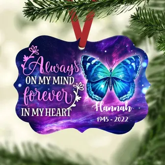 Personalized Blue Butterfly Memorial MDF Benelux Ornament - Thegiftio
