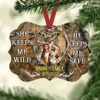Personalized Deer Hunting Couple Benelux Ornament - Thegiftio