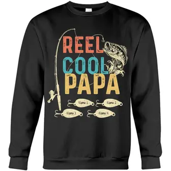 Personalized Reel Cool Papa Grandpa Fishing Sweatshirt - Thegiftio UK