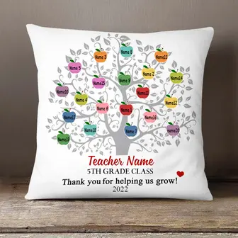 Personalized Teacher Apple Tree Pillow - Thegiftio