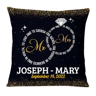 Personalized Couple Mr Mrs Ring Pillow - Thegiftio UK