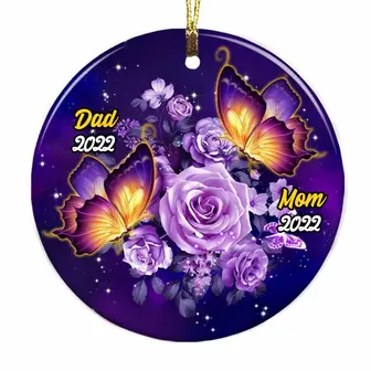Personalized Memo Mom Dad Butterfly Circle Ornament - Thegiftio