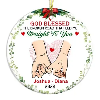 Personalized Couple Husband Wife God Blessed Circle Ornament - Thegiftio UK
