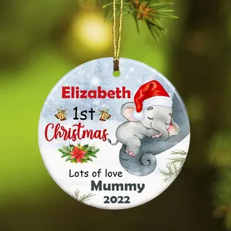 Personalized Baby Elephant First Christmas  Ornament