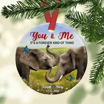 Personalized You And Me Elephant Couple Ornament - Thegiftio UK