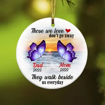 Personalized Butterfly Memorial Circle Ornament - Thegiftio