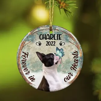 Personalized Forever In Our Hearts Boston Terrier Dog Memorial Ornament - Thegiftio UK