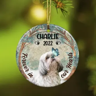Personalized Forever In Our Hearts Shih Tzu Dog Memorial Ornament - Thegiftio UK