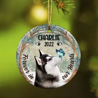 Personalized Forever In Our Hearts Husky Dog Memorial Ornament - Thegiftio UK