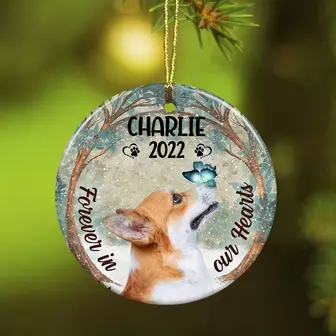 Personalized Forever In Our Hearts Corgi Dog Memorial Ornament - Thegiftio UK