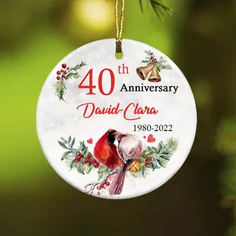 Personalized Wedding Anniversary Cardinals Ornament - Thegiftio UK