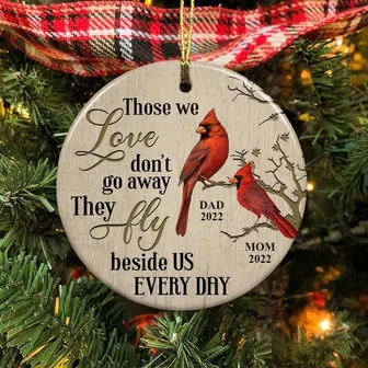 Personalized Cardinal Memo Mom Dad Circle Ornament - Thegiftio UK