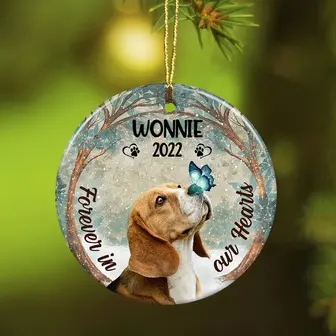 Personalized Forever In Our Hearts Beagle Dog Memorial Ornament - Thegiftio UK