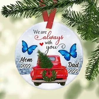 Personalized Red Truck Butterfly Memorial Ornament - Thegiftio UK