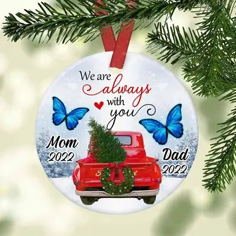 Personalized Red Truck Butterfly Memorial Ornament - Thegiftio