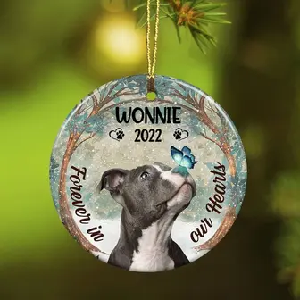 Personalized Forever In Our Hearts Pitbull Dog Memorial Ornament - Thegiftio UK