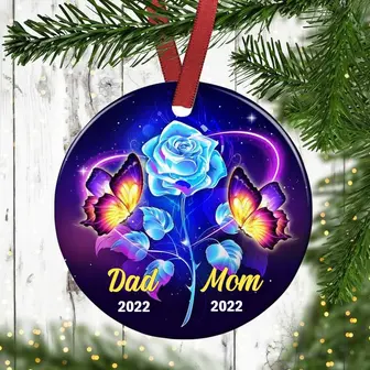 Personalized Butterfly Memo Mom Dad Circle Ornament - Thegiftio