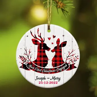 Personalized Deer Hunting Couple First Engaged Ornament - Thegiftio