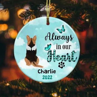 Personalized Always In Heart Dog Memorial Ornament - Thegiftio