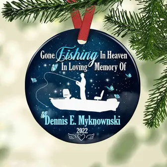 Personalized Gone Fishing In Heaven Memorial Ornament - Thegiftio UK