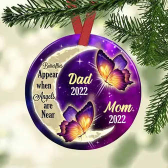 Personalized Butterfly Memo Circle Ornament - Thegiftio