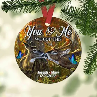 Personalized Deer Hunting Couple You And Me We Got This Circle Ornament - Thegiftio UK